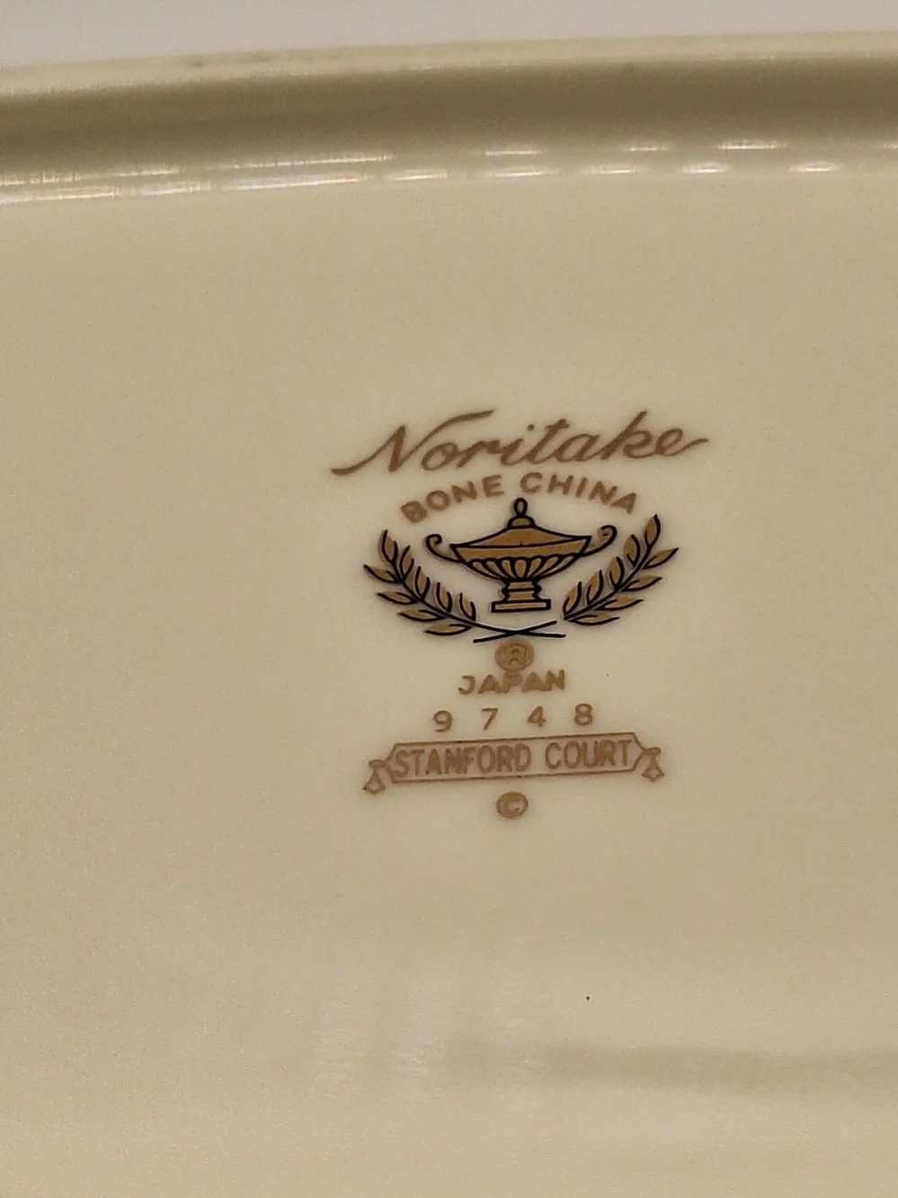 Noritake Japanese Bone China #9748 Cream Gold & Gray Trim Oval Serving Platter